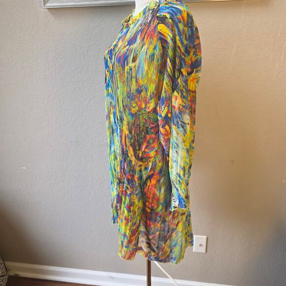 Rossi Roma Women's Slinky Watercolor Floral Print‎ Tunic Top Size XL Multicolor - Picture 4 of 7